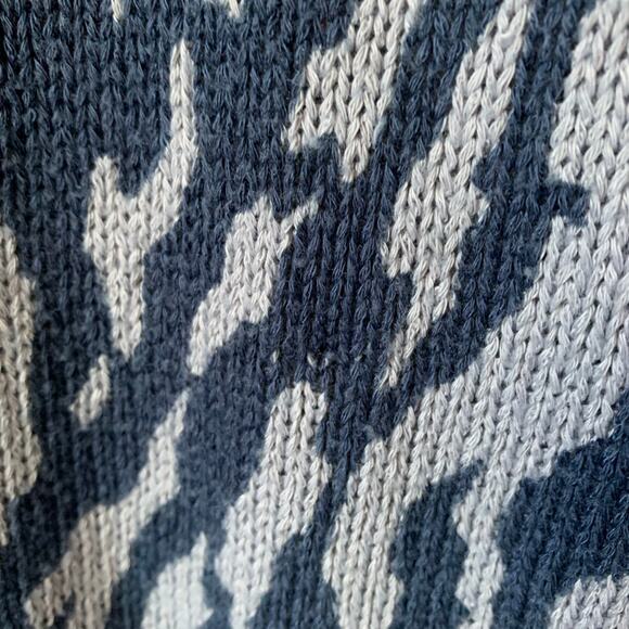 Rag Poets V-Neck Sweater Navy Blue and Gray Animal Print Size Large - Picture 7 of 13